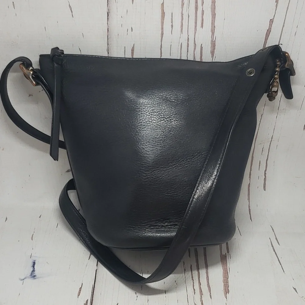 Coach black leather vintage duffle bag